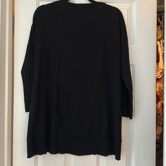 Lilla p Pima cotton modal blend pullover front pocket 3/4 sleeve small black - Picture 2 of 5